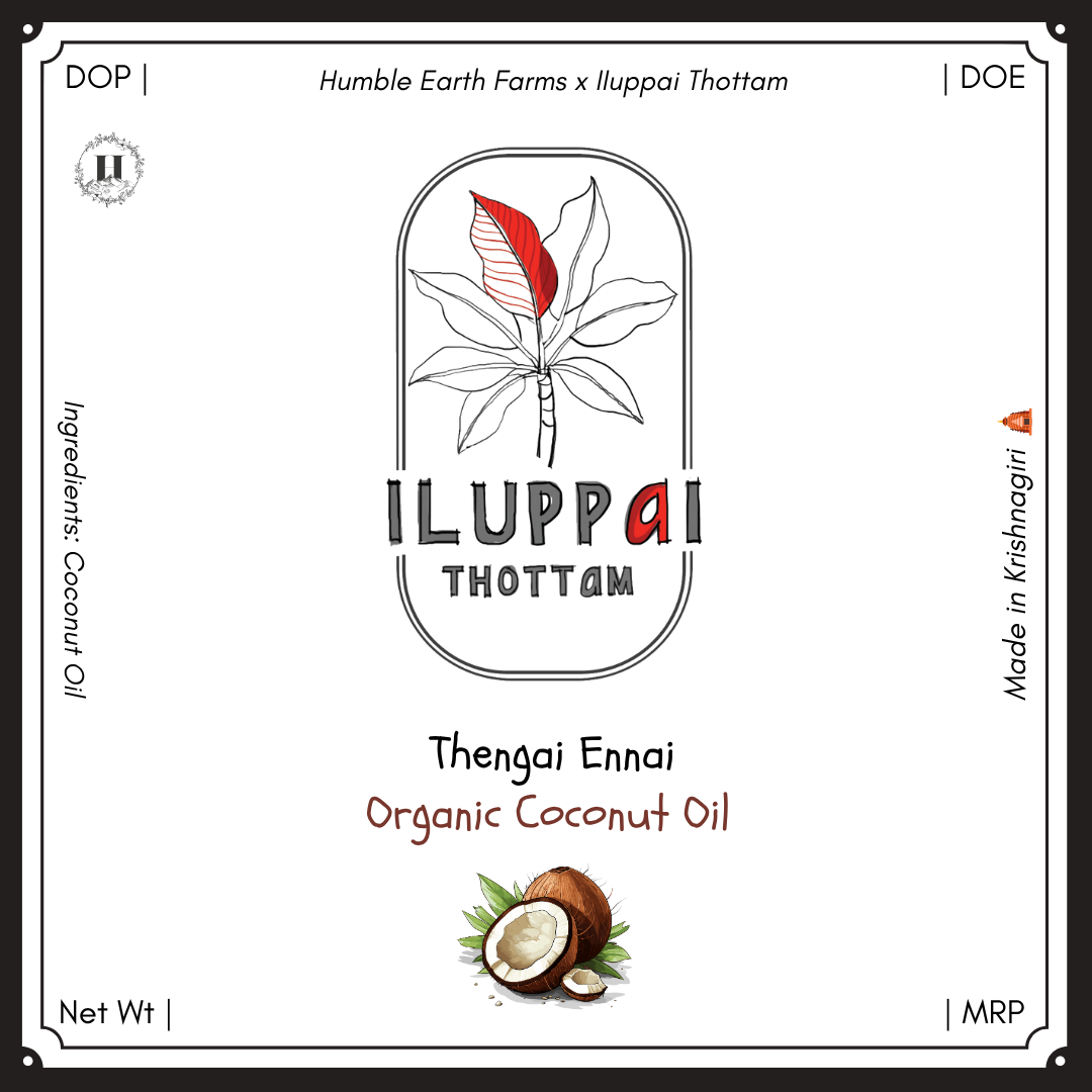 Naturally-farmed Coconut Oil, Iluppai Farms - 450ml (Cold-pressed, Wood-pressed)